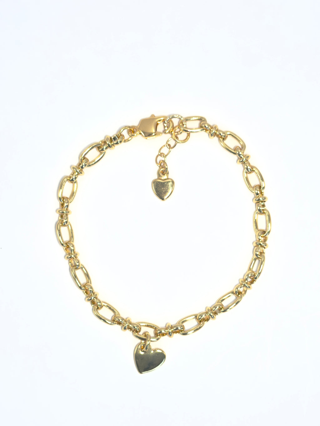 18k Gold Filled Link Bracelet w/heart charm