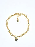 18k Gold Filled Link Bracelet w/heart charm